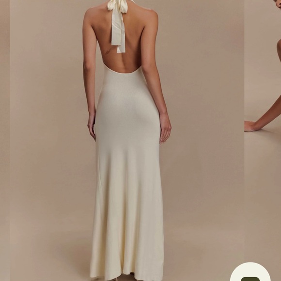 Meshki Cream and Red Backless Maxi Dress - Picture 3 of 3